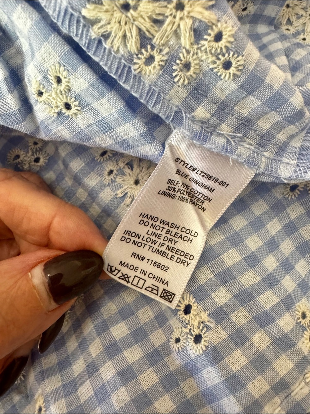 NWT All In Favor light blue gingham top L - Picture 11 of 14